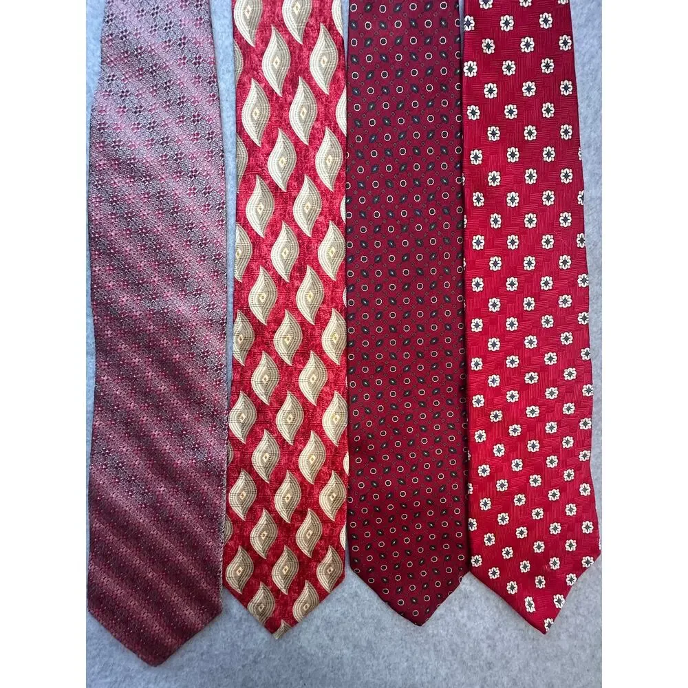 St James Silk Necktie Red Aviator Vintage 90s Designer Silk Necktie Bundle